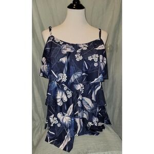 NWT Swimsuit Tankini top 4xl, blue floral